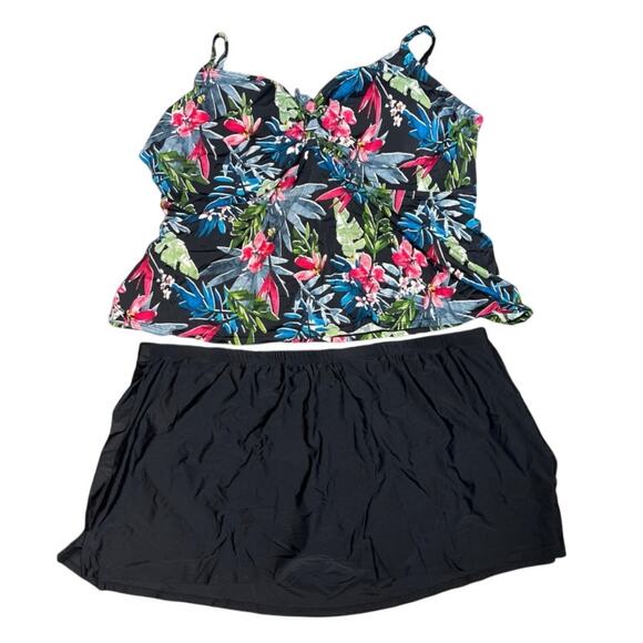 Swimsuits For All Plus Size Women's Tankini Top Swim Skirt Set Size 34W 34 New N - Picture 1 of 14